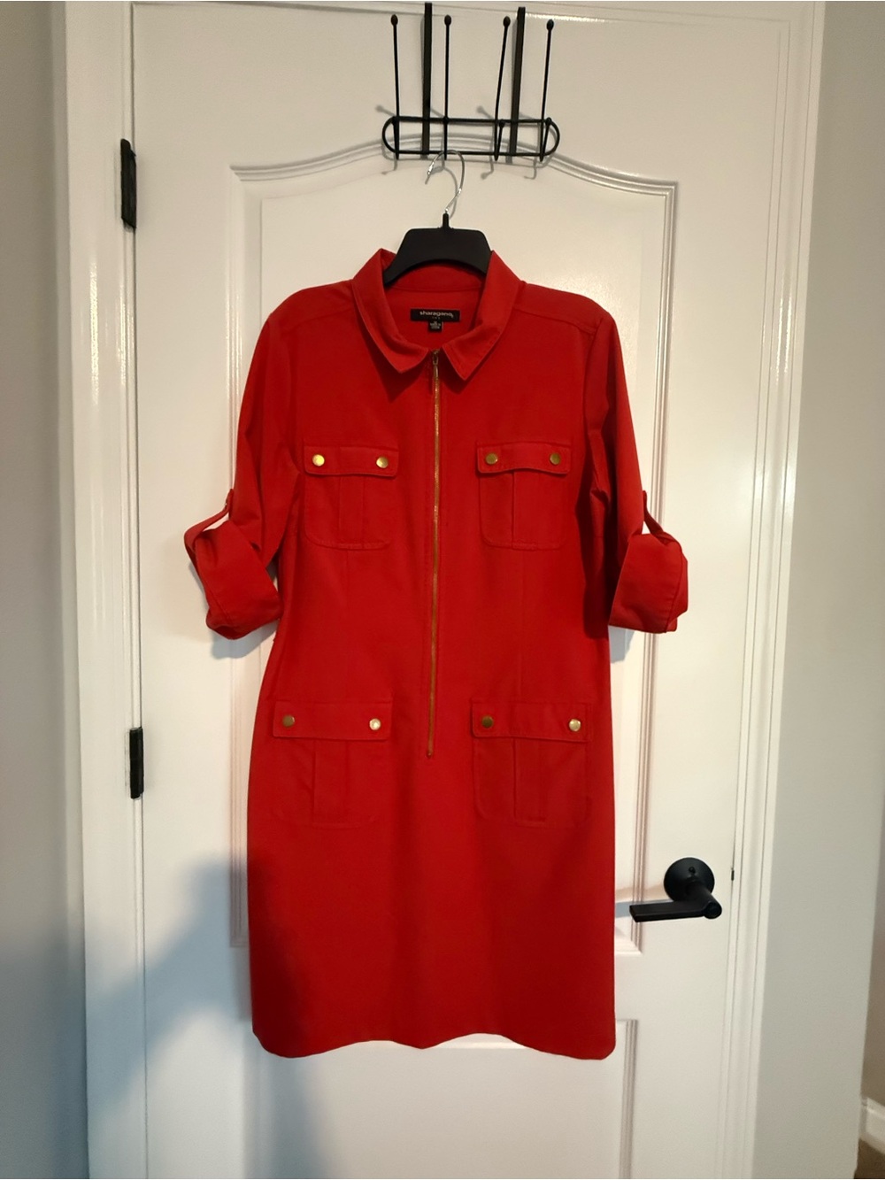 Sharagano Red Zip-Front Shirt Jacket
